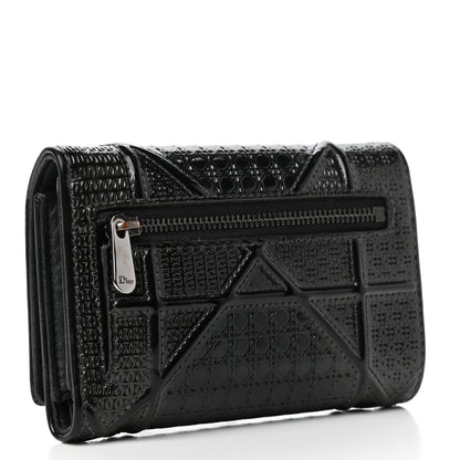 Christian Dior Metallic Patent Micro-Cannage Diorama Elancee Wallet Onyx Black 3 of 6