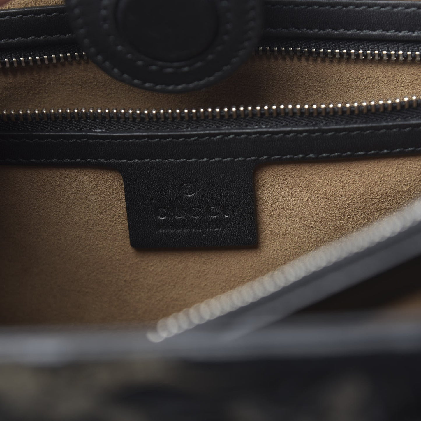 GG Supreme Monogram Arabesque Small Top Handle Bag Beige Black