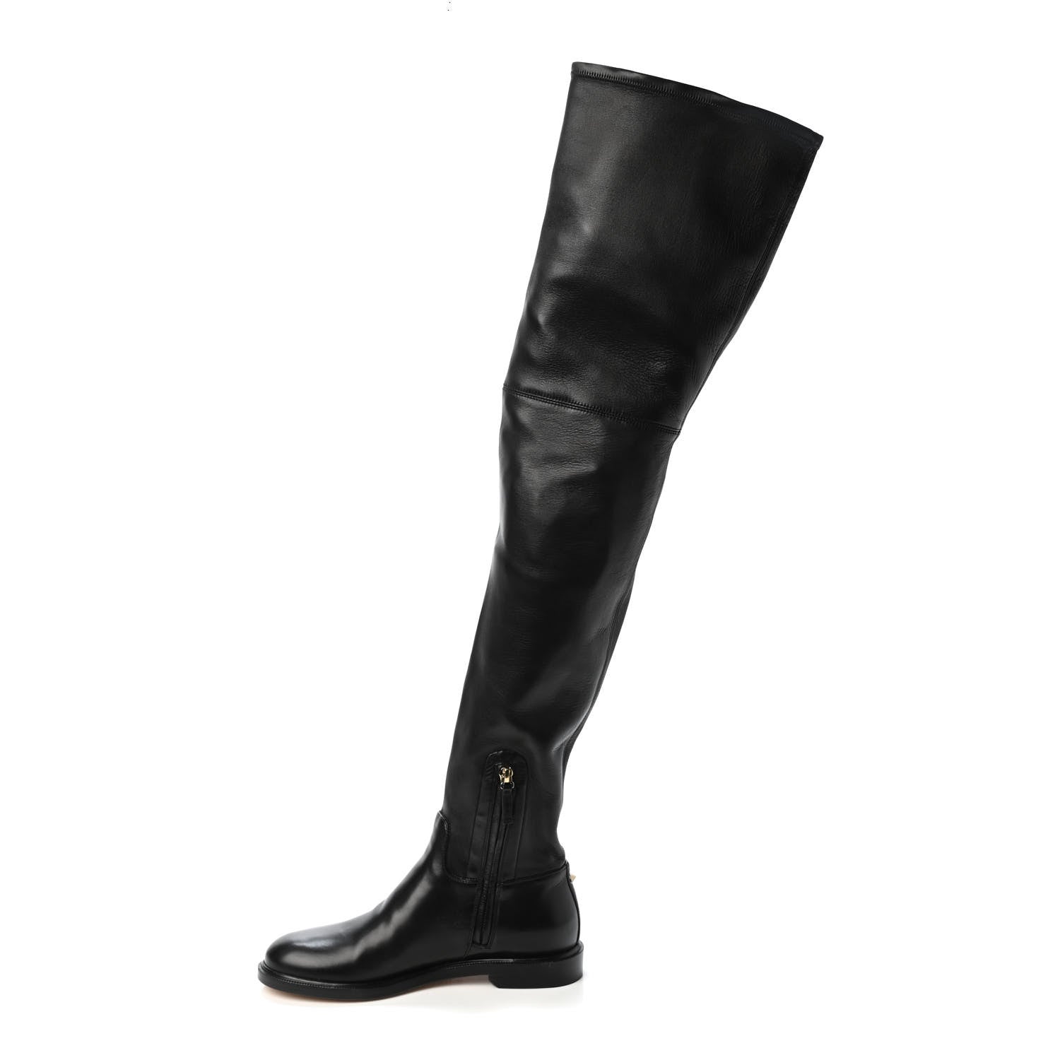 Valentino Garavani Calfskin Stretch Garavani Knee High Boots 36.5 Black 1 of 4
