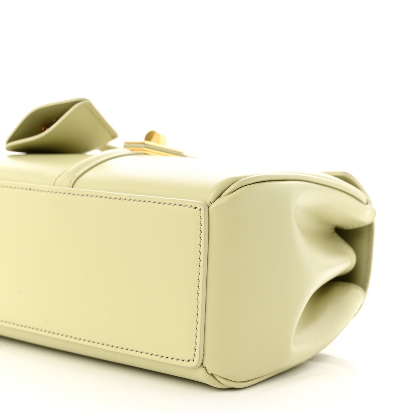 Satinated Calfskin Mini 16 Top Handle Bag Almond Green