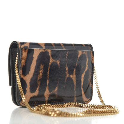 Burberry Calfskin Leopard Print Mini Jody Chain Card Case Black 3 of 12