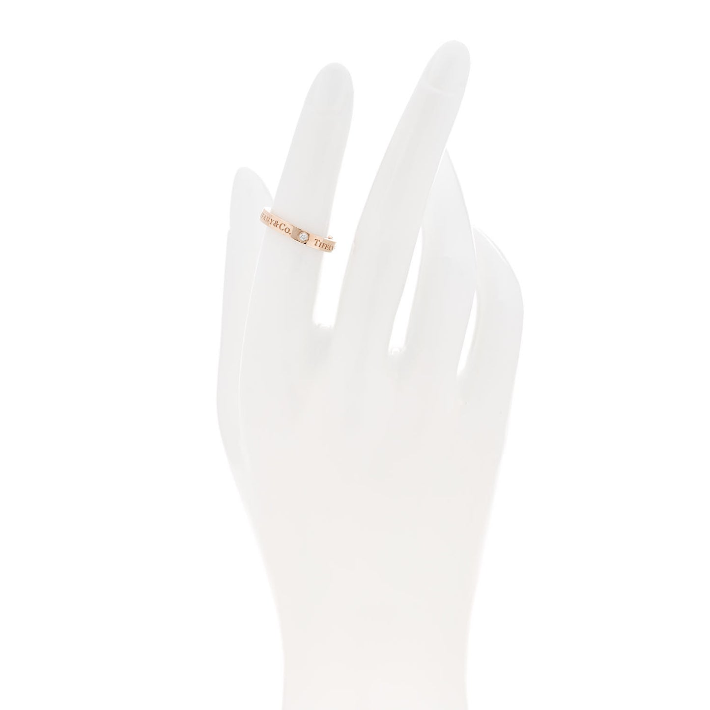 18K Rose Gold Diamond Logo Band Ring 50 5.5