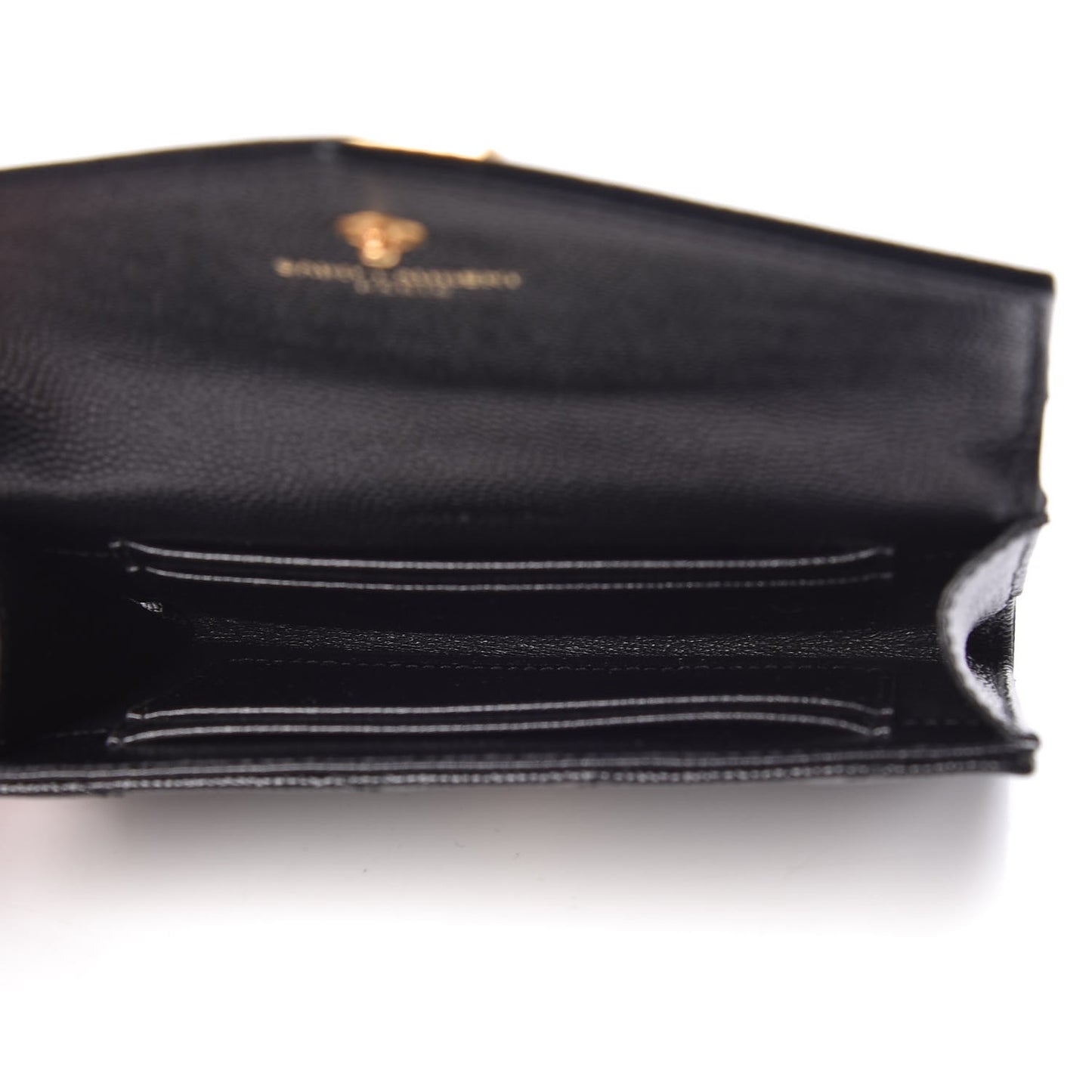 Grain De Poudre Matelasse Chevron Small Monogram Envelope Wallet Black