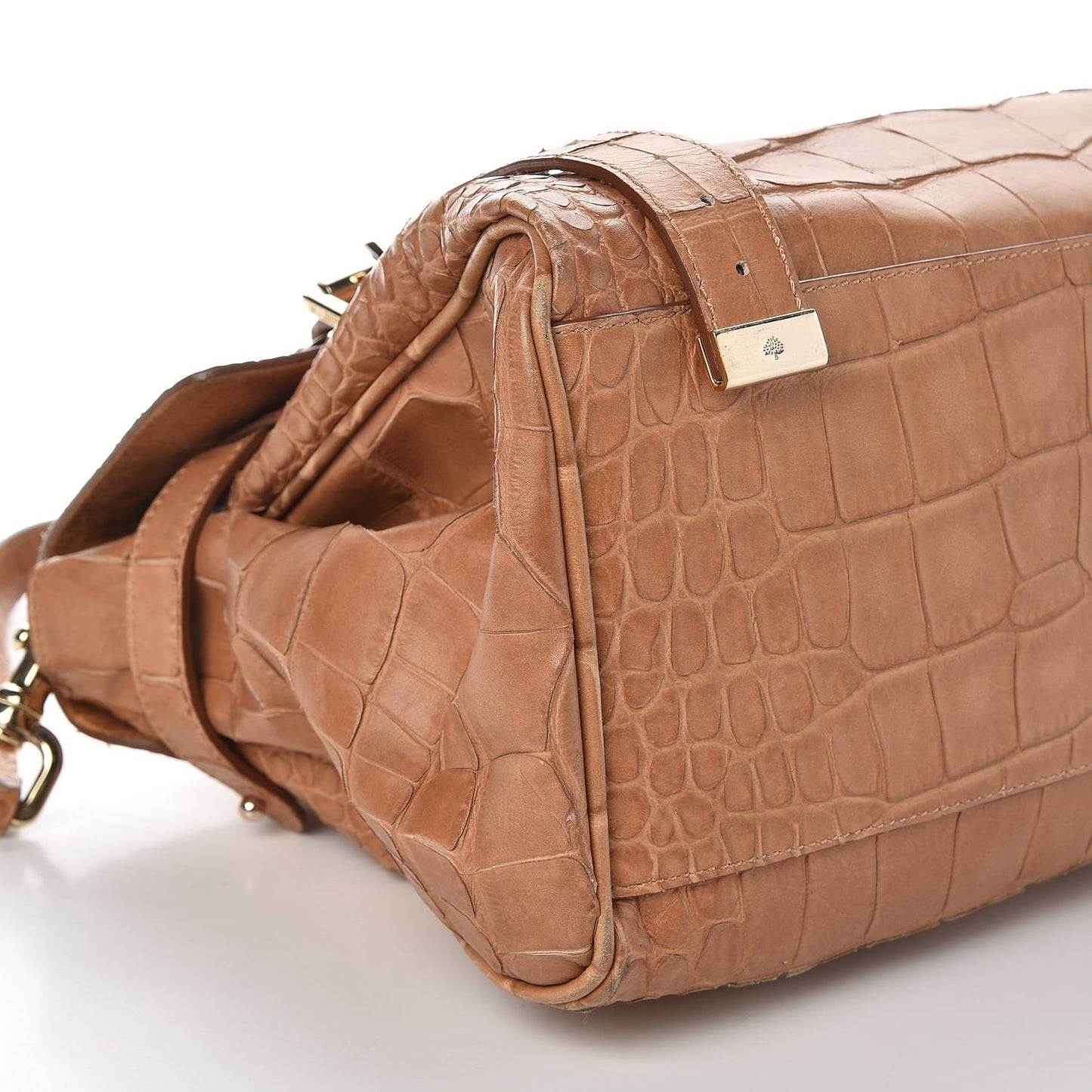 Calfskin Embossed Croc Medium Alexa Beige