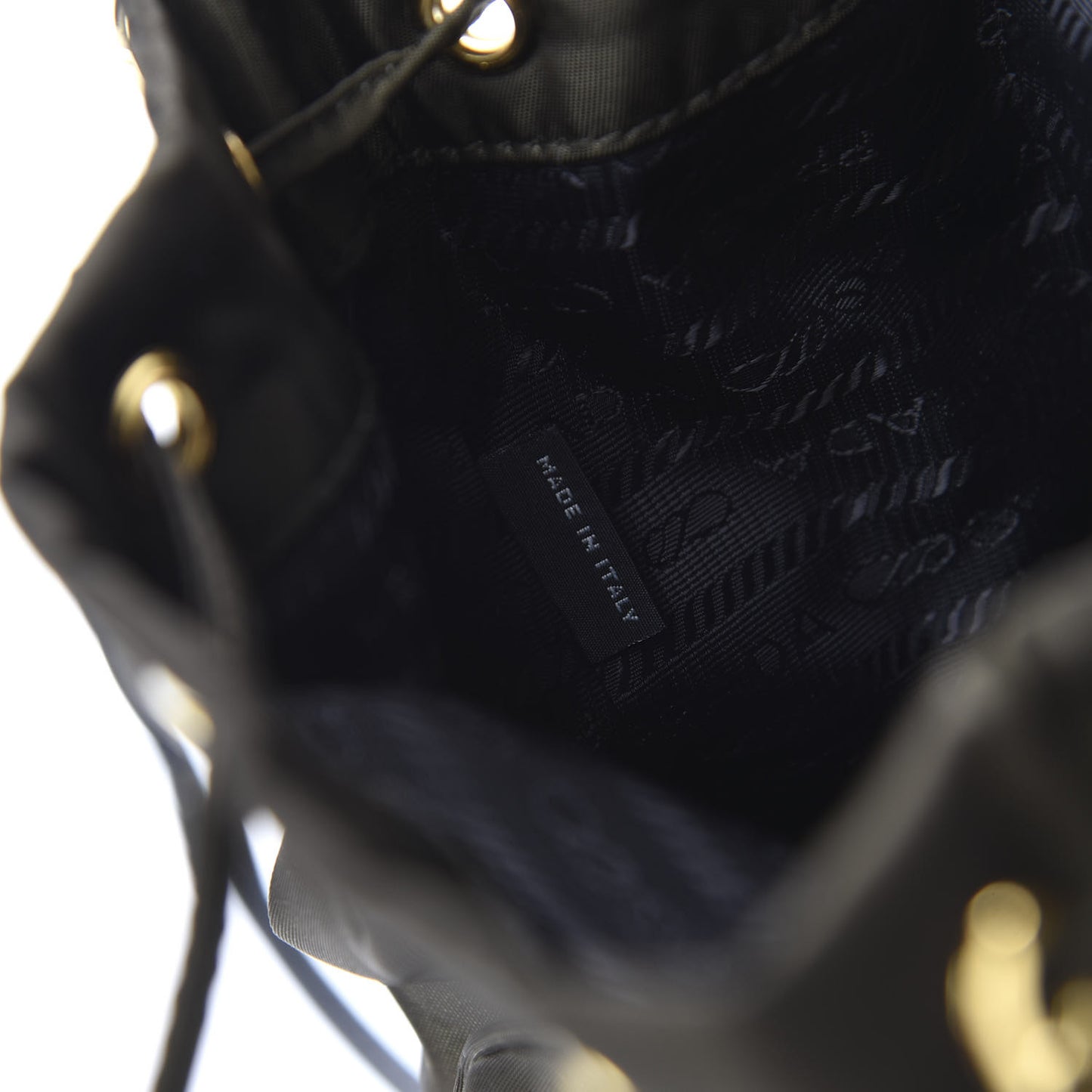 Saffiano Tessuto Nylon Mini Bucket Crossbody Bag Mimetico