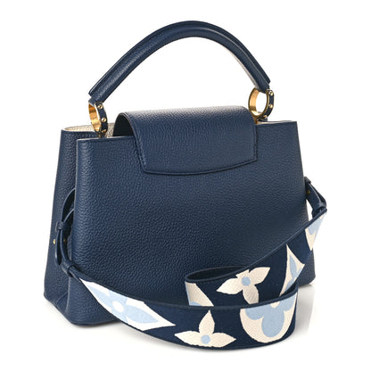 Louis Vuitton Taurillon Flower Power Embroidered Strap Capucines MM Marine Blue Cream 3 of 9