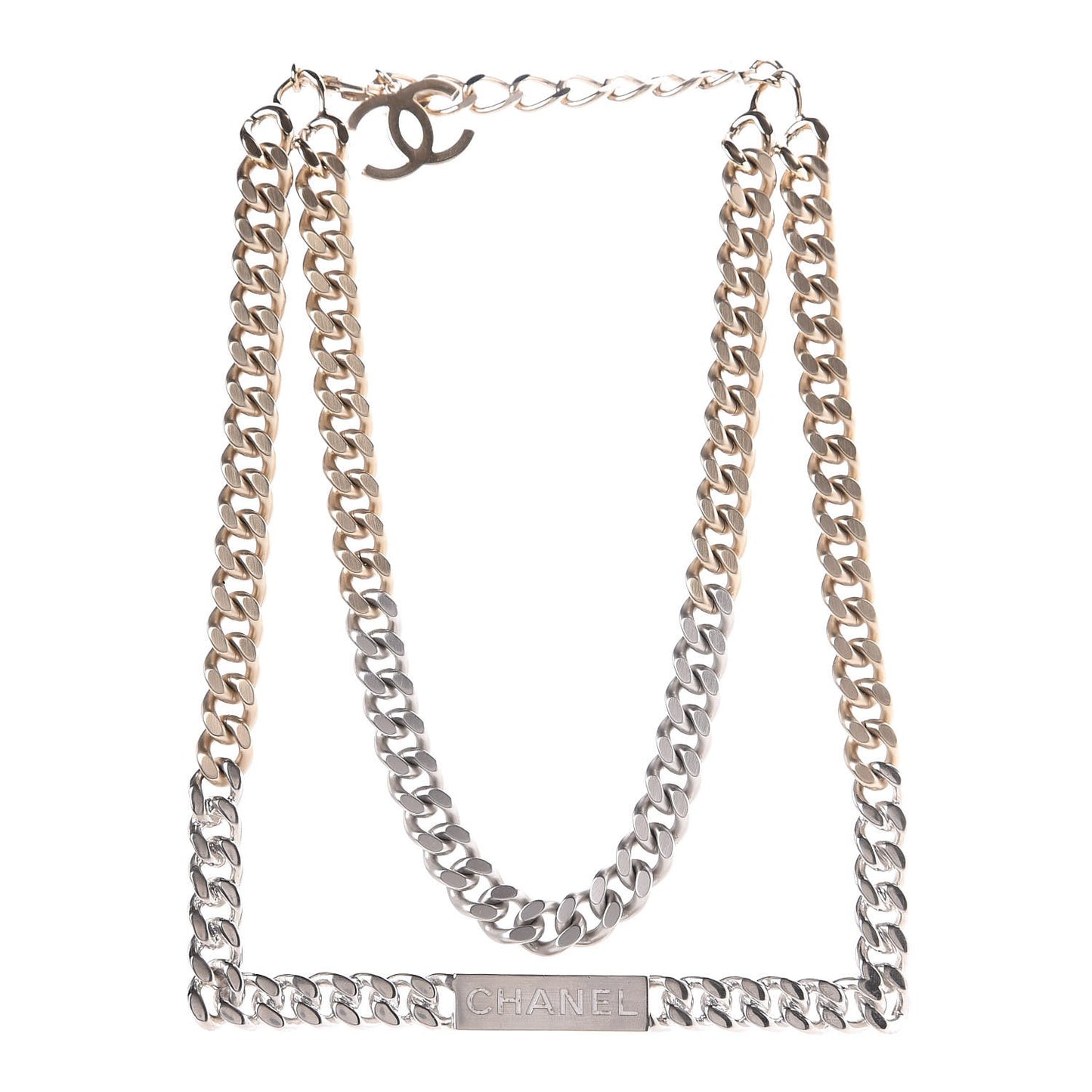 Oversized Chain Logo Short Necklace Gold Silver