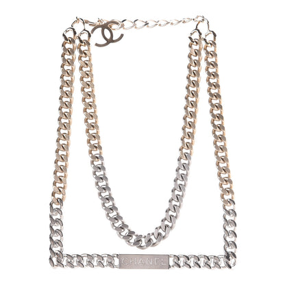 Chanel Oversized Chain Logo Short Necklace Gold Silver 3 of 5