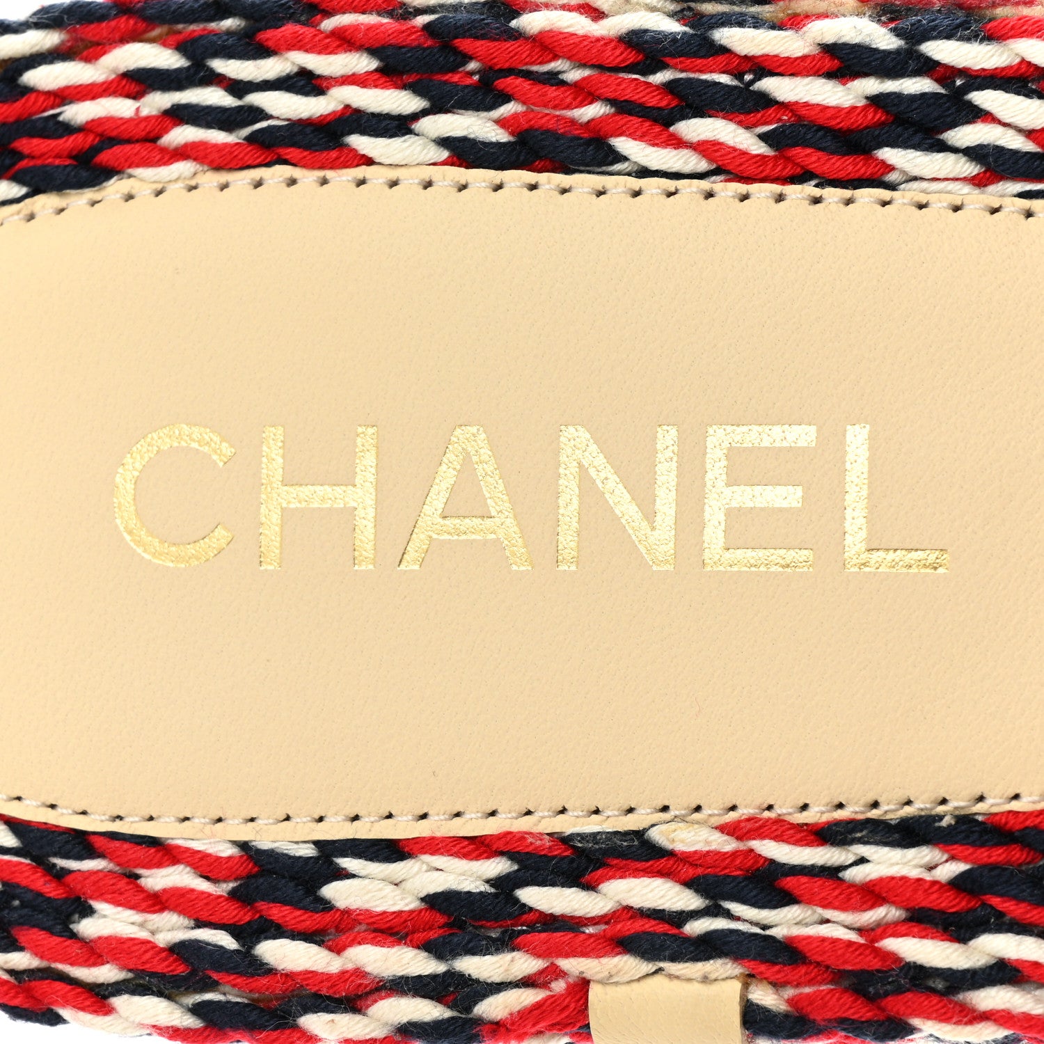 Chanel Cord CC Espadrille Slip On Sandals 40 Red Blue White 7 of 8