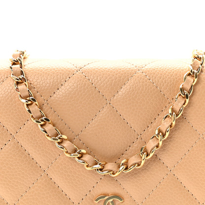 Chanel Caviar Quilted Wallet on Chain WOC Beige 8 of 11