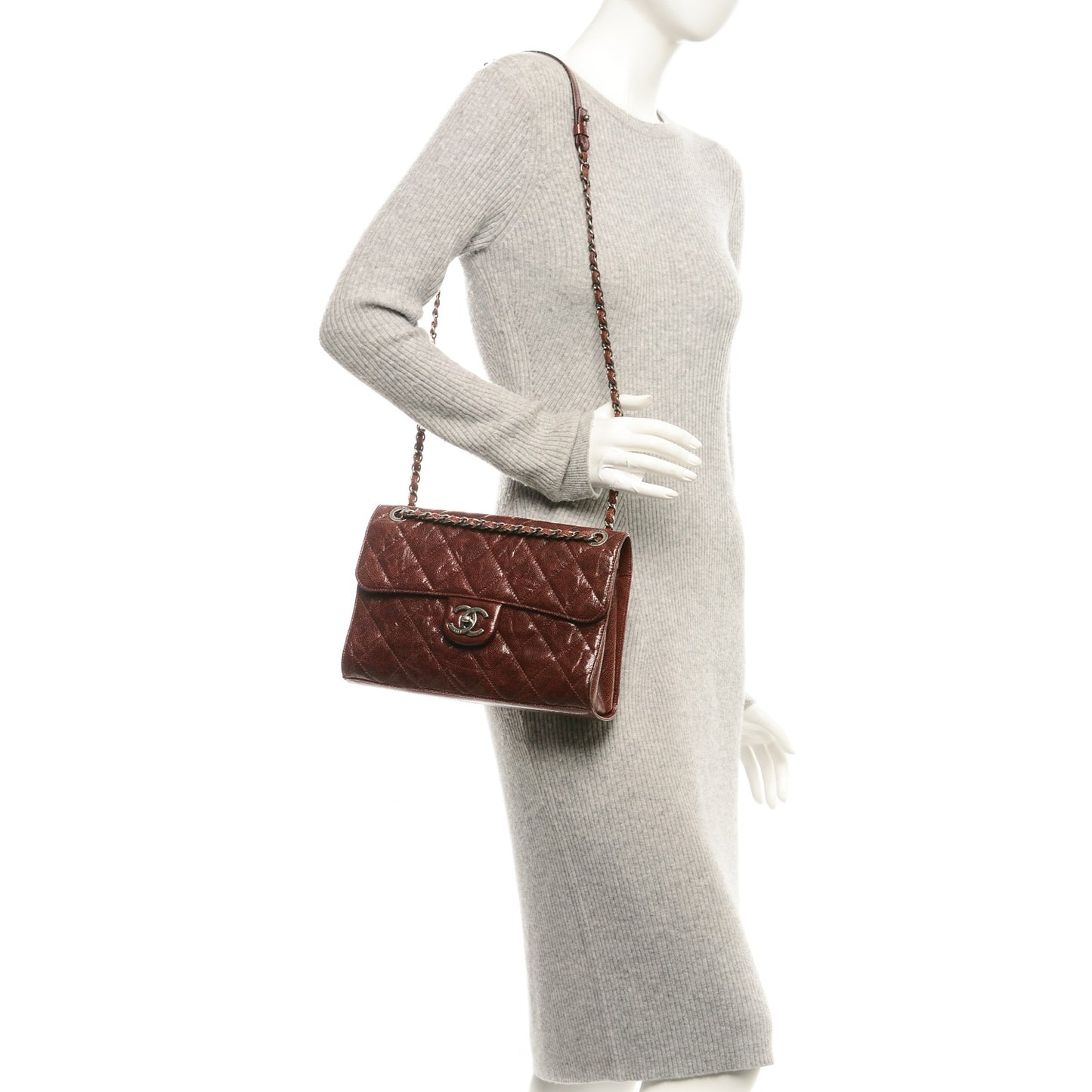 Crumpled Grained Calfskin Medium CC Crave Flap Bordeaux