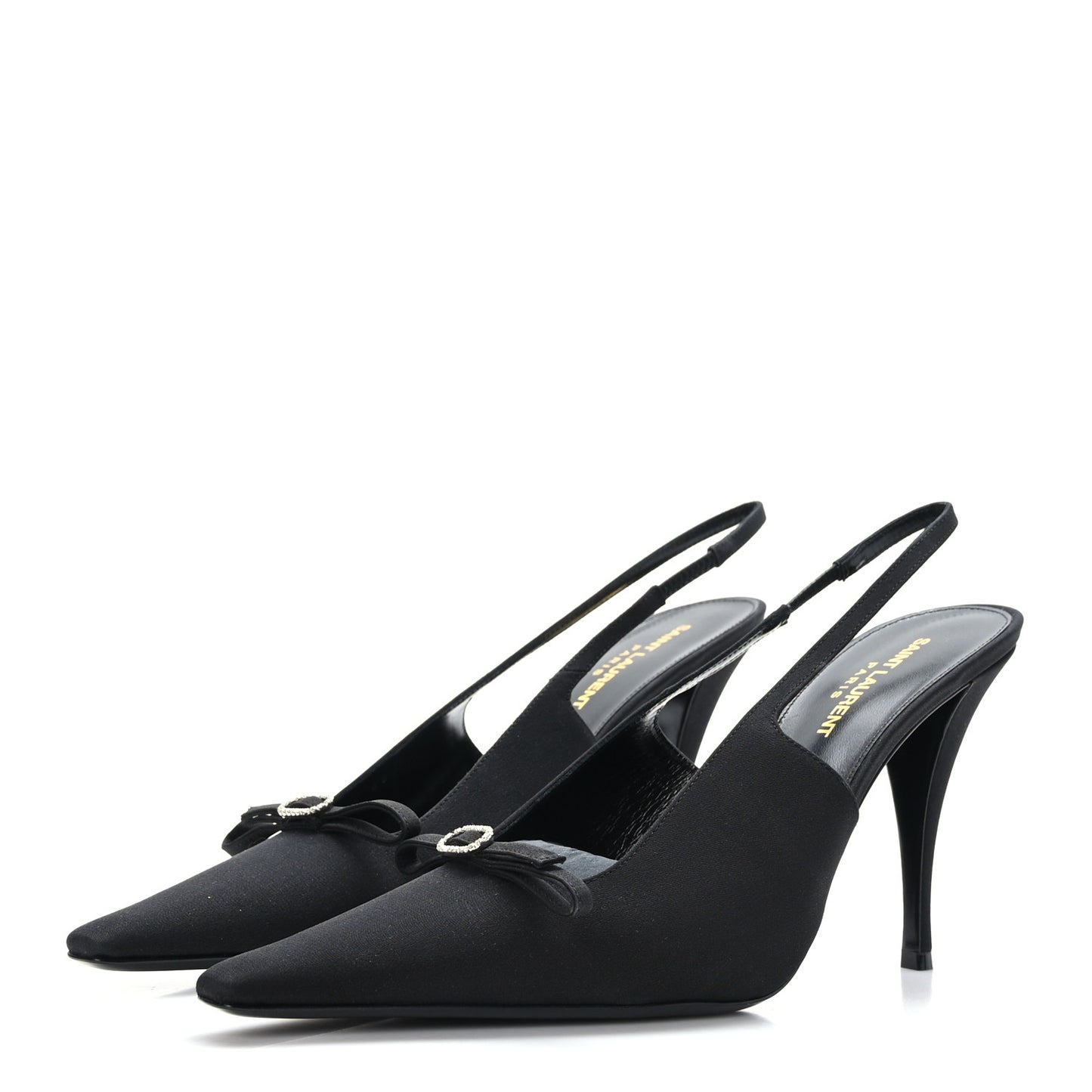 Crepe De Chine Crystal Bow Slingback Pumps 40 Black