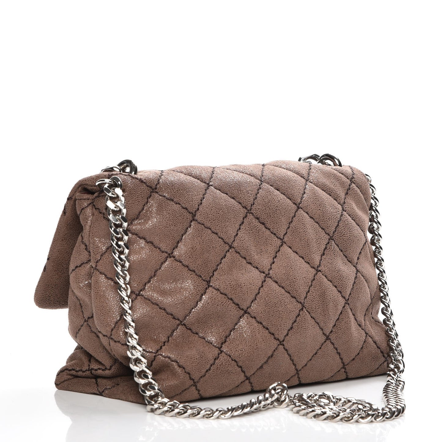 Faux Leather Quilted Small Bex Flap Shoulder Bag Dark Taupe
