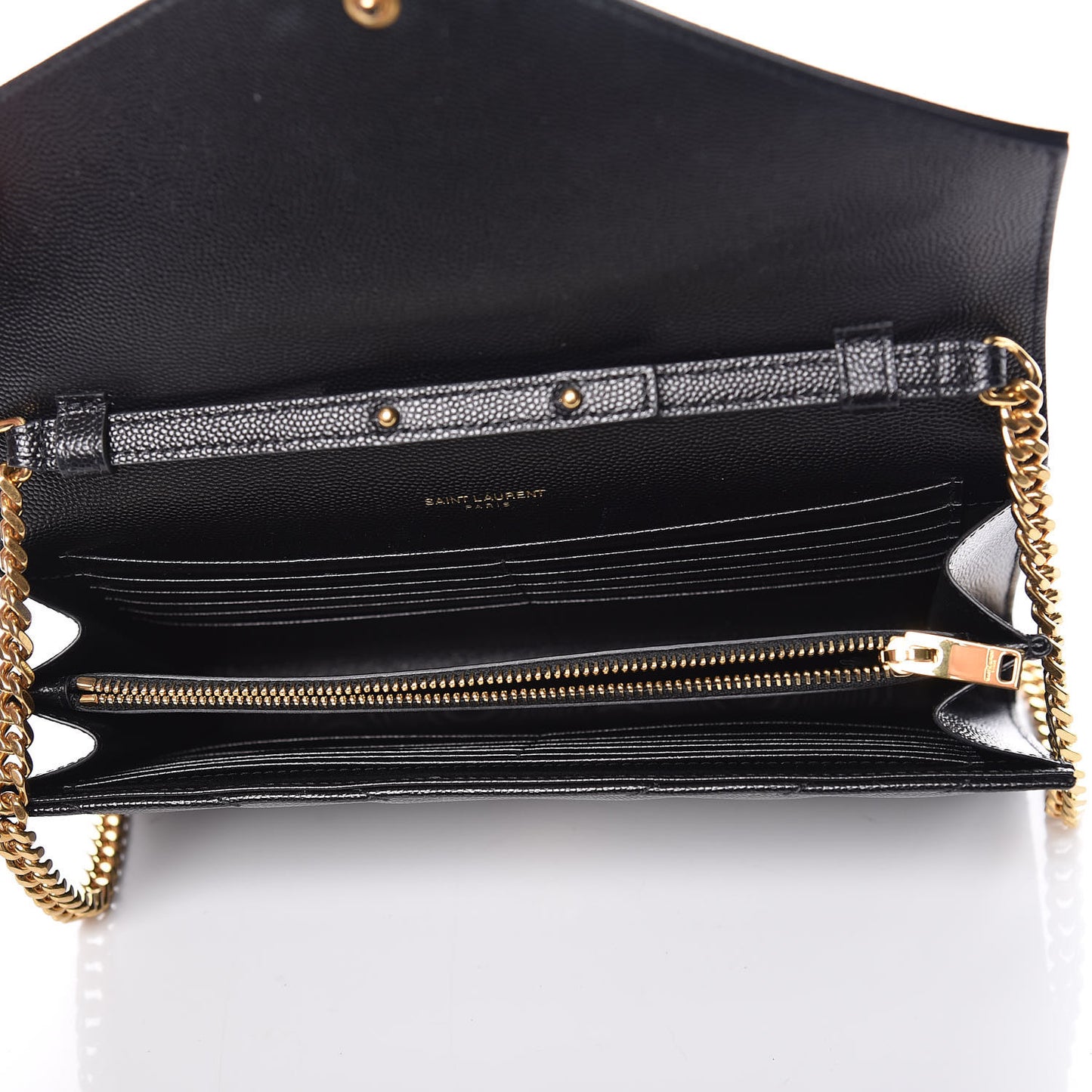 Grain De Poudre Matelasse Chevron Monogram Chain Wallet Black