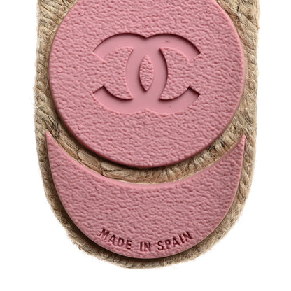 Chanel Tweed Laminated Lambskin CC Slide Sandals 38 Light Pink Gold 8 of 9