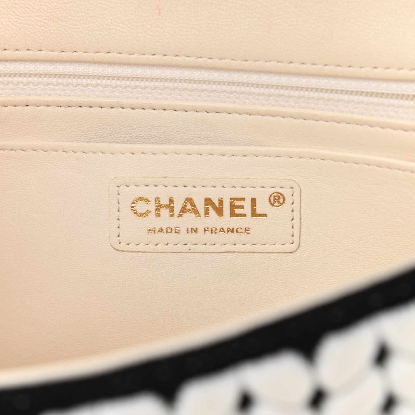 Calfskin Wool Woven Flap White Black
