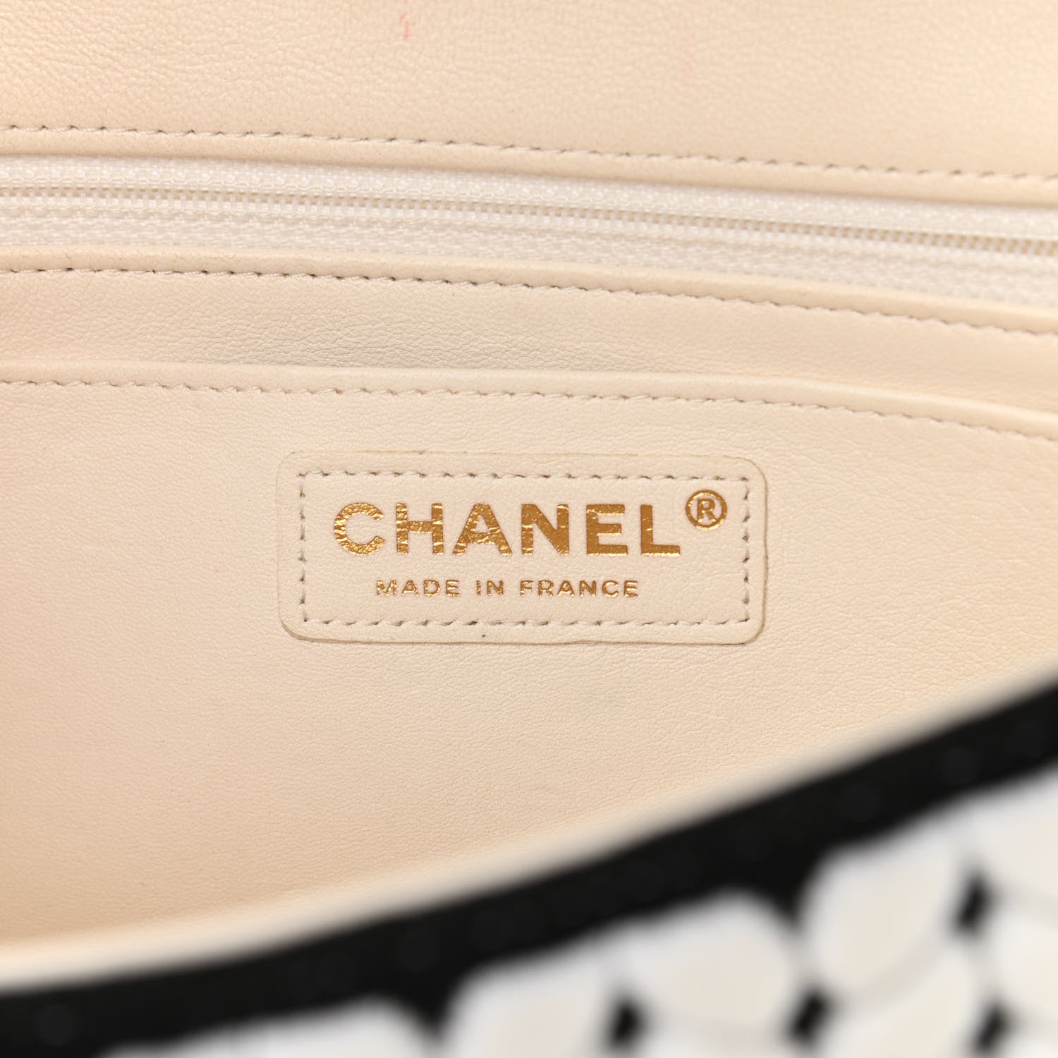 Chanel Calfskin Wool Woven Flap White Black 6 of 10