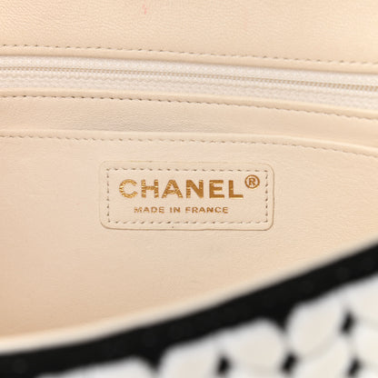 Chanel Calfskin Wool Woven Flap White Black 6 of 10
