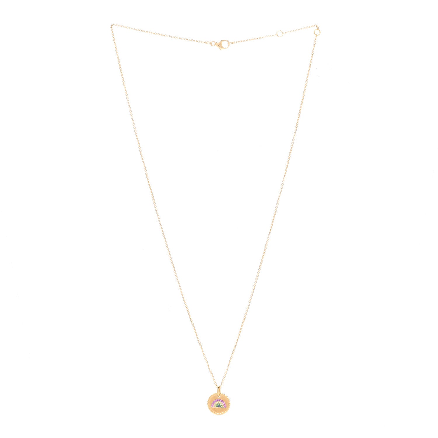 David Yurman 18K Yellow Gold Pink Yellow Blue Sapphire Tsavorite Collectibles Rainbow Pendant Necklace 3 of 6