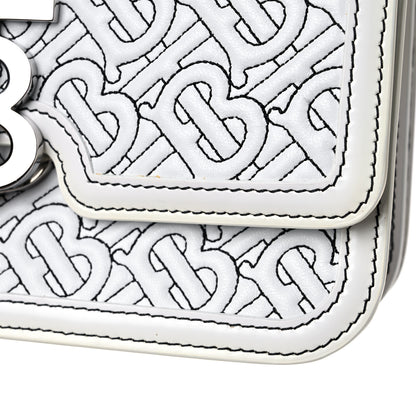 Burberry Calfskin Monogram Embossed Small TB Chain Bag Optic White 14 of 15