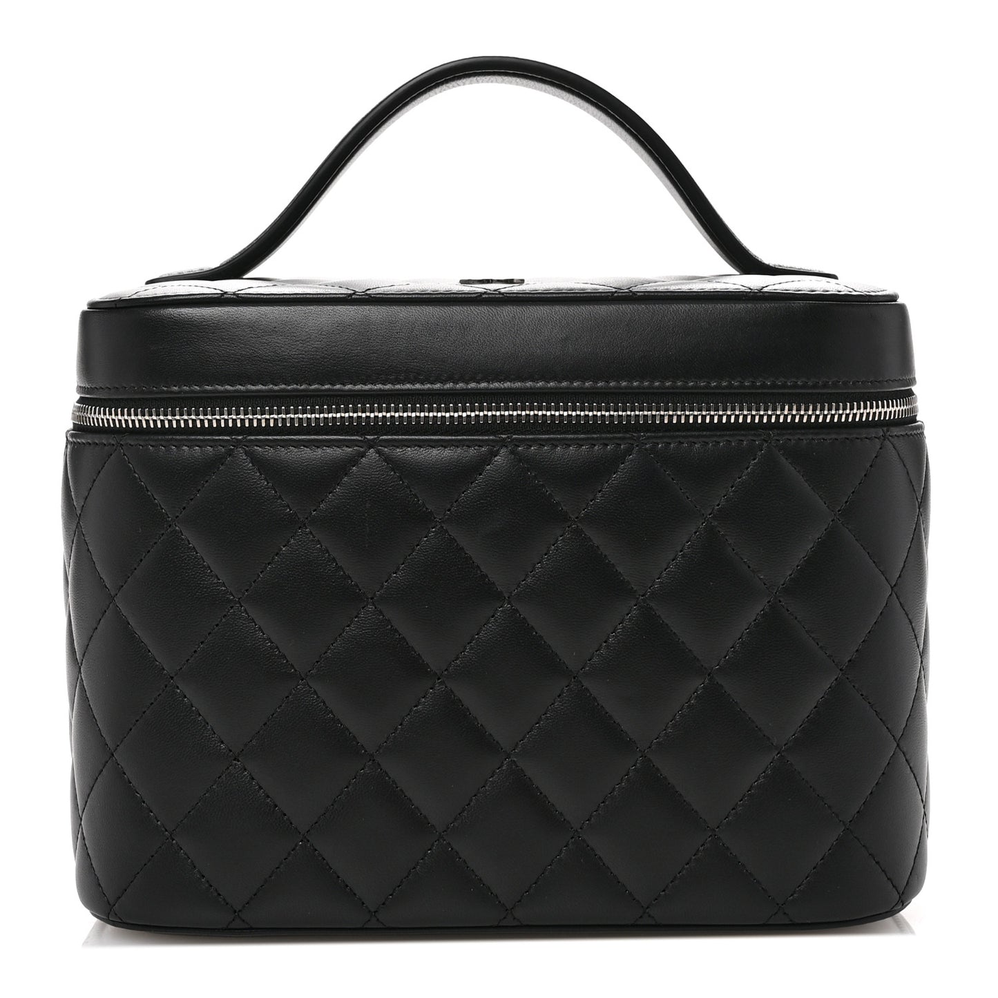 Lambskin Quilted Large Vanity Pouch Black
