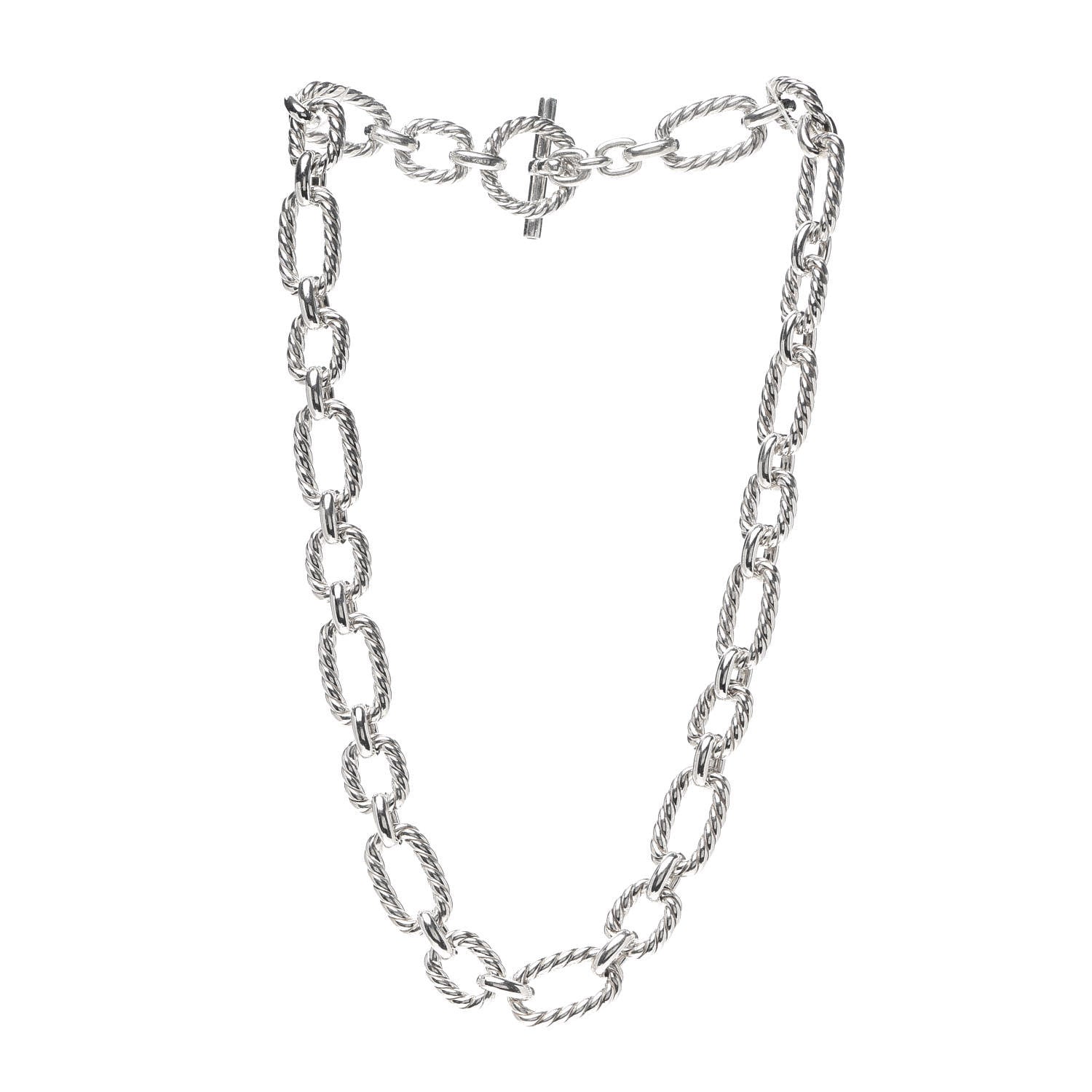 David Yurman Sterling Silver 12.5mm Cushion Link Chain Necklace 3 of 7