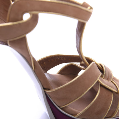 Saint Laurent Suede Snakeskin Embossed Tribute 105 Platform Sandals 40 Multicolor 8 of 8