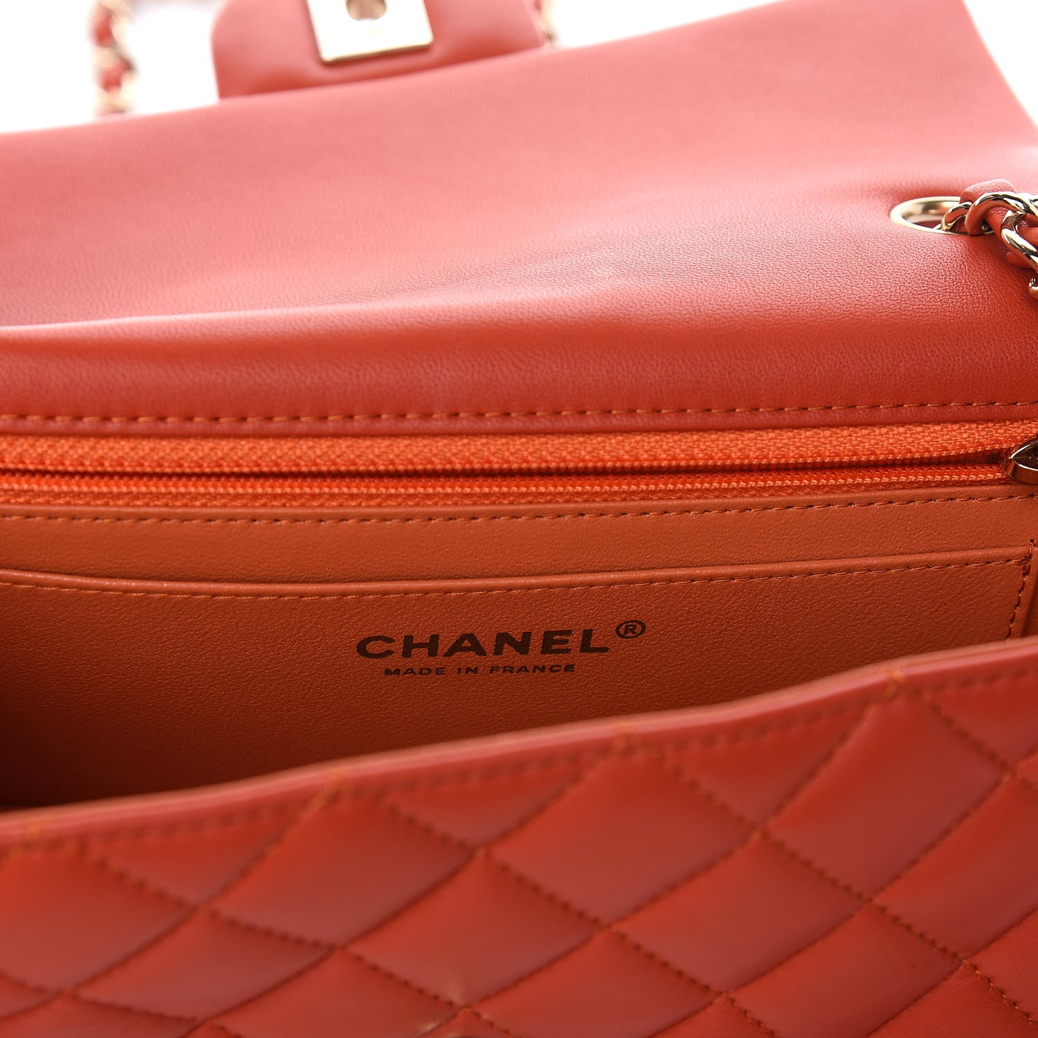 Chanel Lambskin Quilted Mini Rectangular Flap Orange 8 of 10