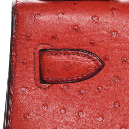 Hermes Ostrich Kelly Sellier 28 Rouge Vif 8 of 36