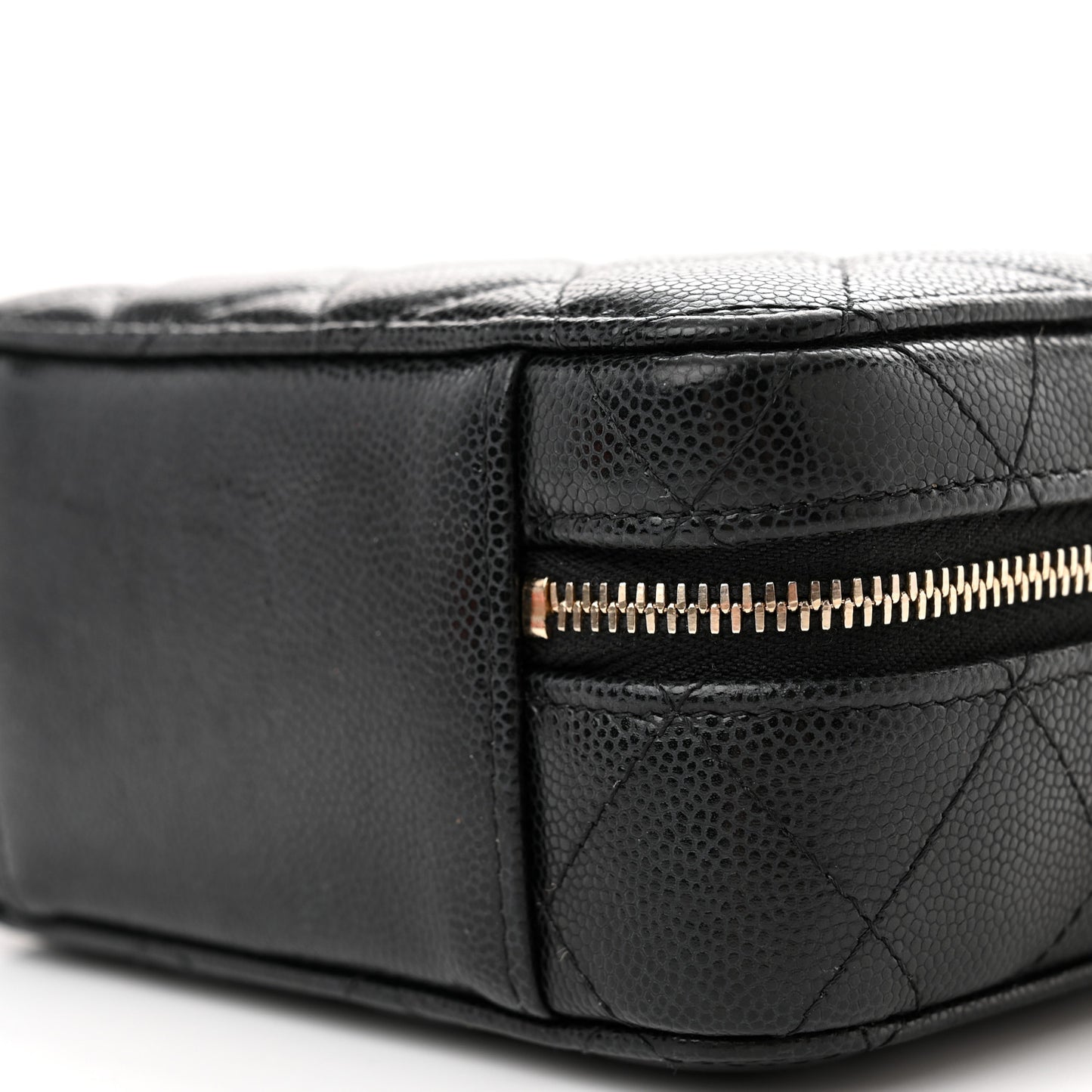 Caviar Quilted Twist Your Buttons Clutch With Chain Black