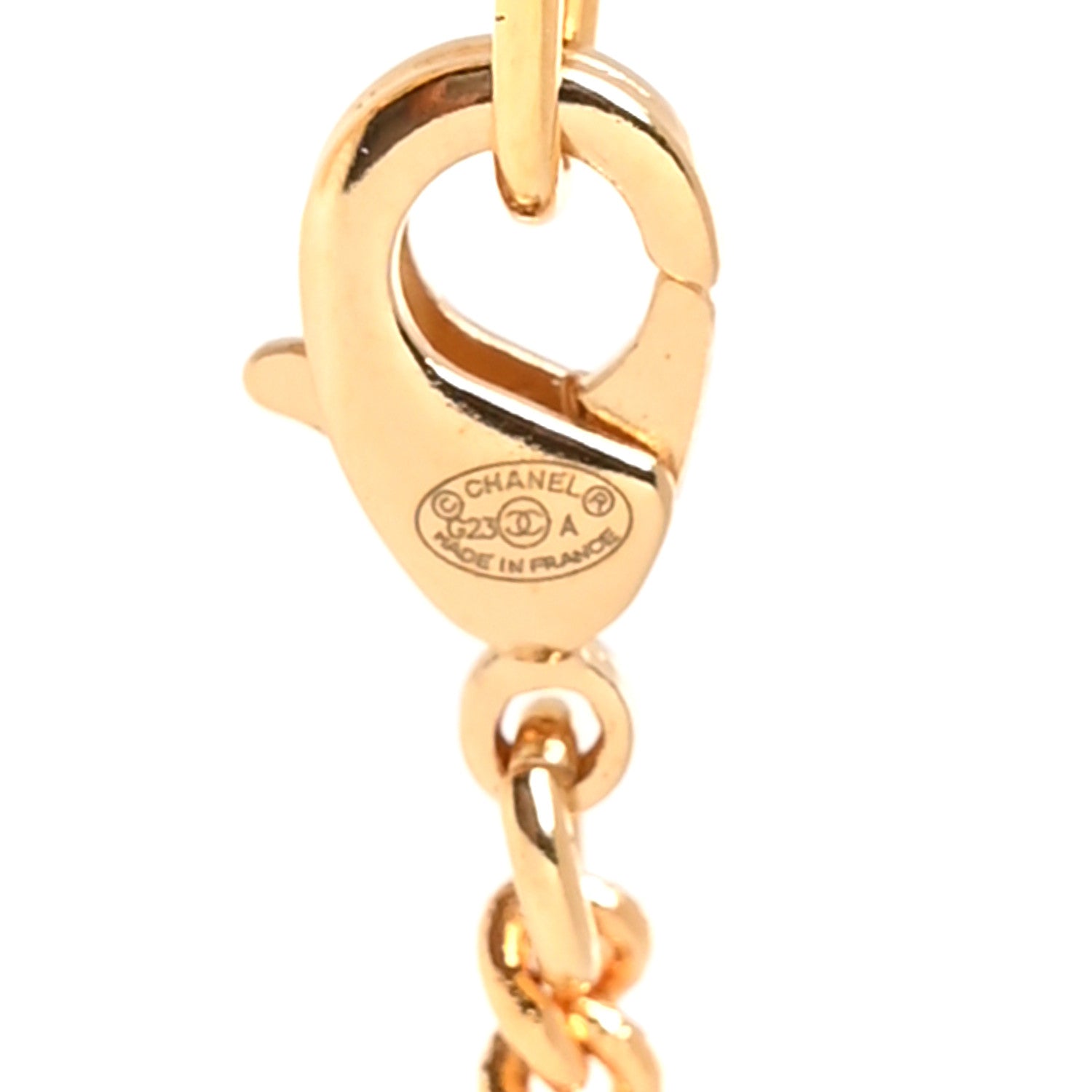 Chanel Crystal Pearl CC Africa Pendant Necklace Gold White 4 of 5