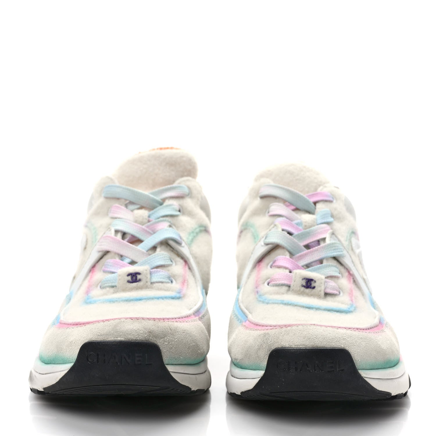 Chanel Wool Suede Calfskin CC Sneakers 38 Multicolor 2 of 9