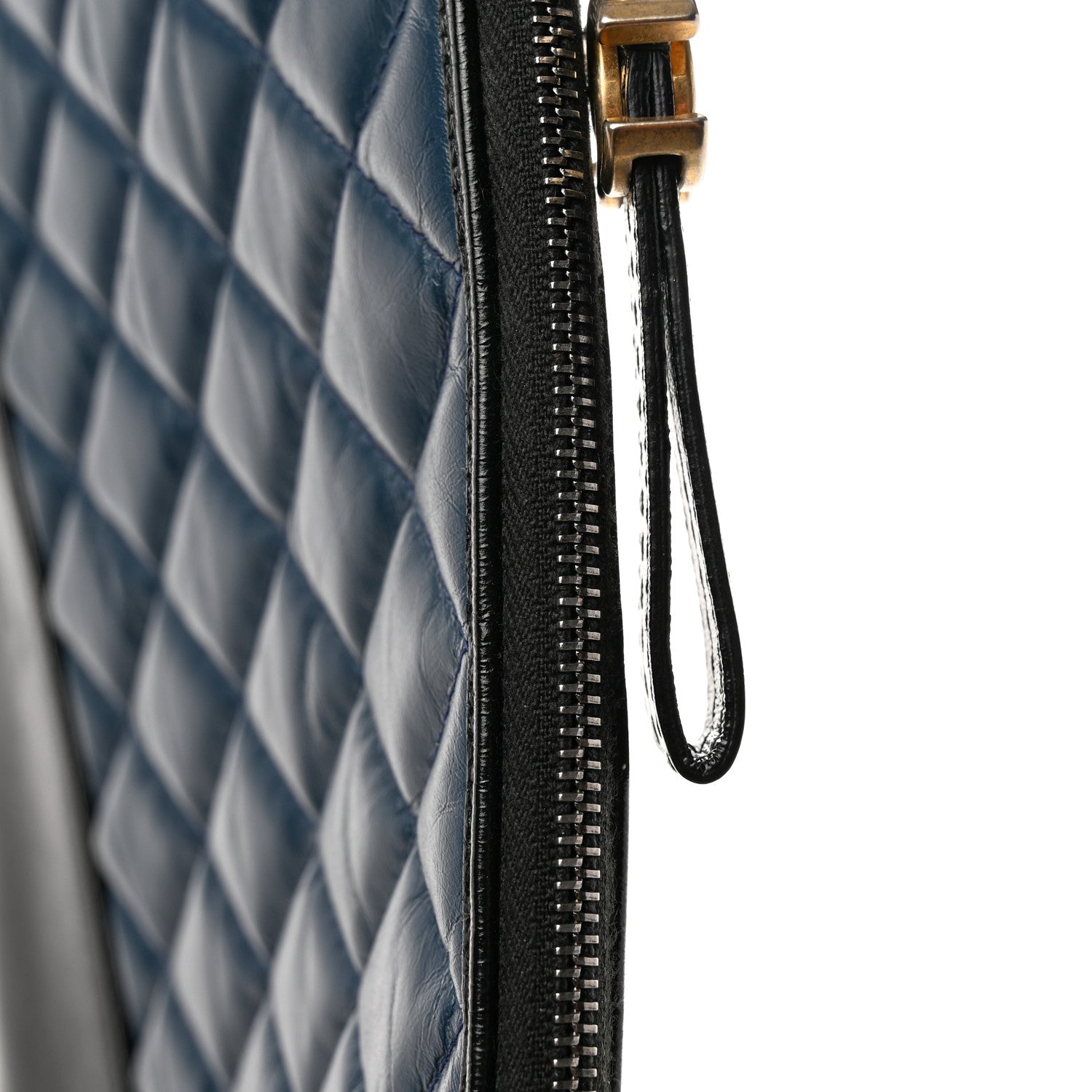 Chanel Aged Calfskin Quilted Medium Gabrielle Cosmetic Case Navy Black 8 of 8