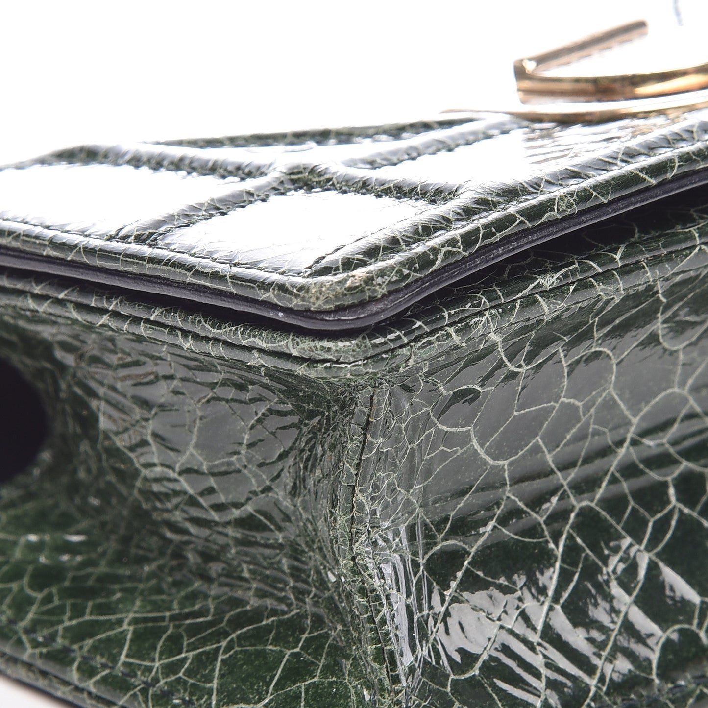 Ceramic Effect Deerskin Baby Diorama Flap Bag Green