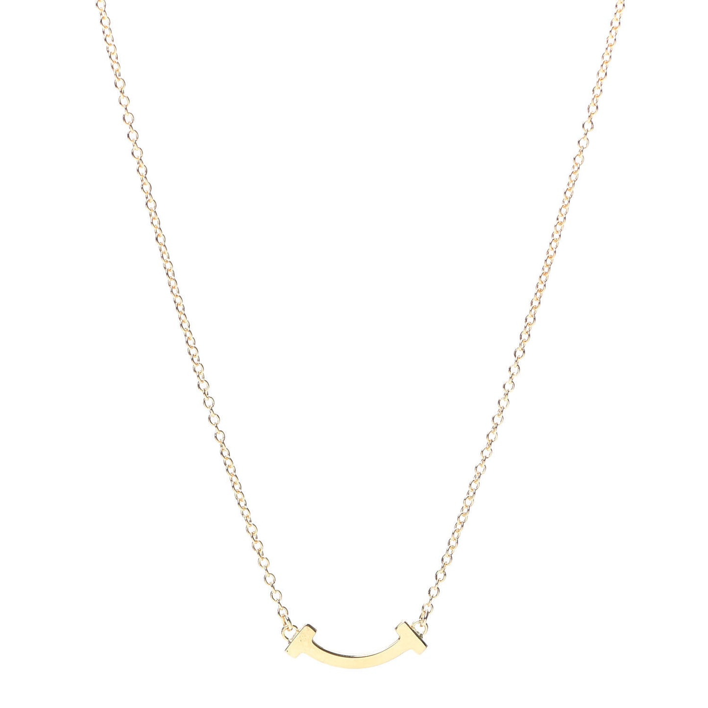 18K Yellow Gold Mini T Smile Pendant Necklace