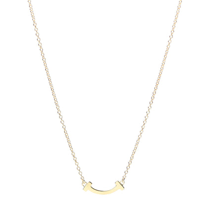 Tiffany 18K Yellow Gold Mini T Smile Pendant Necklace 1 of 6
