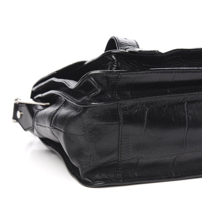 Proenza Schouler Calfskin Crocodile Embossed Medium PS1 Satchel Black 10 of 12