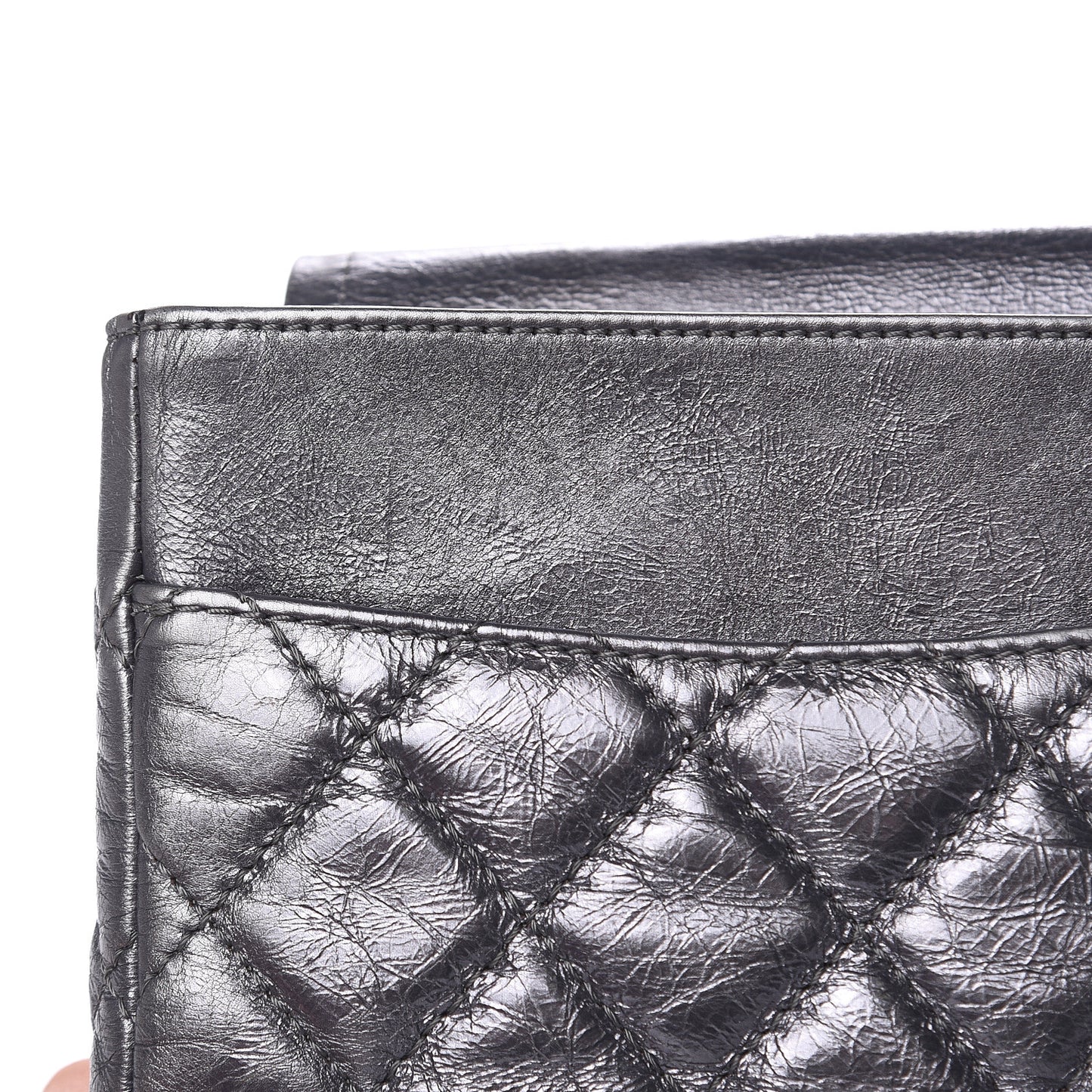Metallic Aged Calfskin Quilted 2.55 Reissue 227 Flap Dark Silver