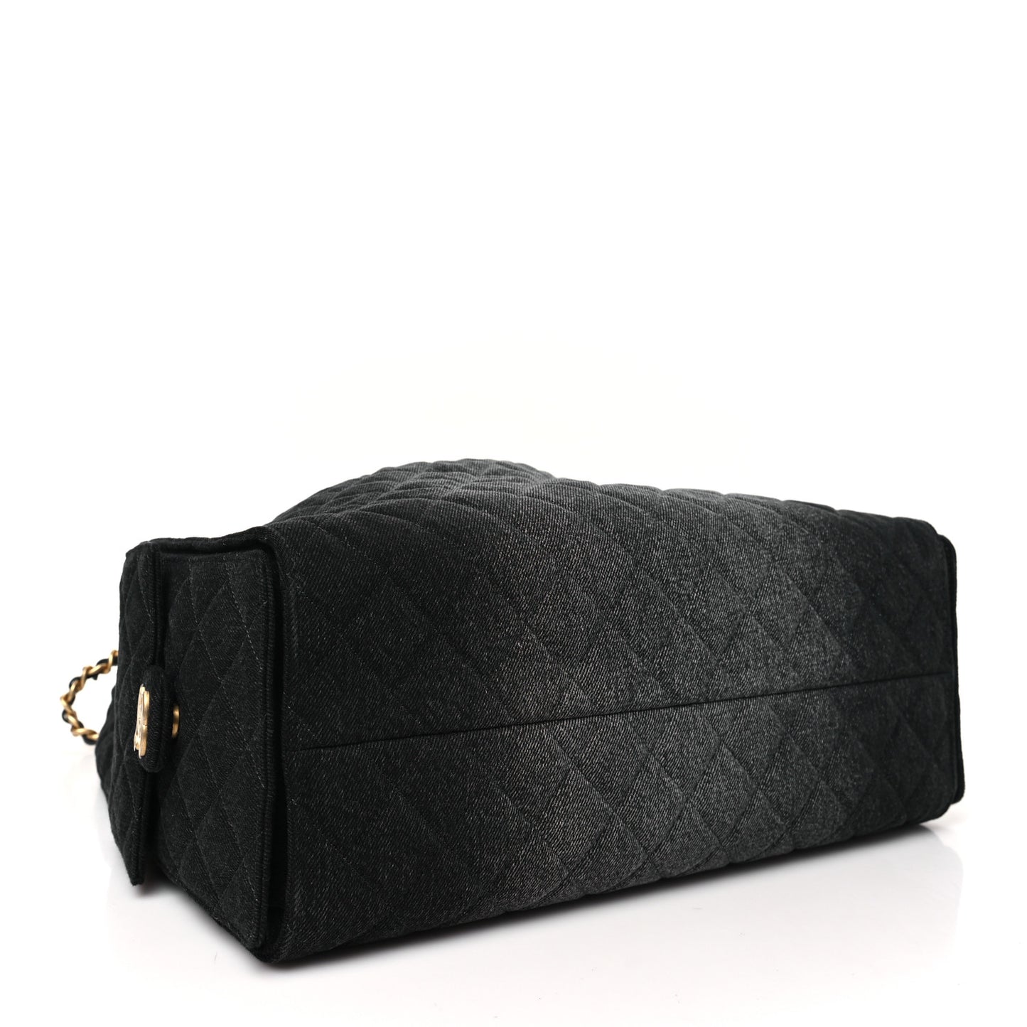 Washed Denim Quilted Medium Chanel 25 Handbag Black