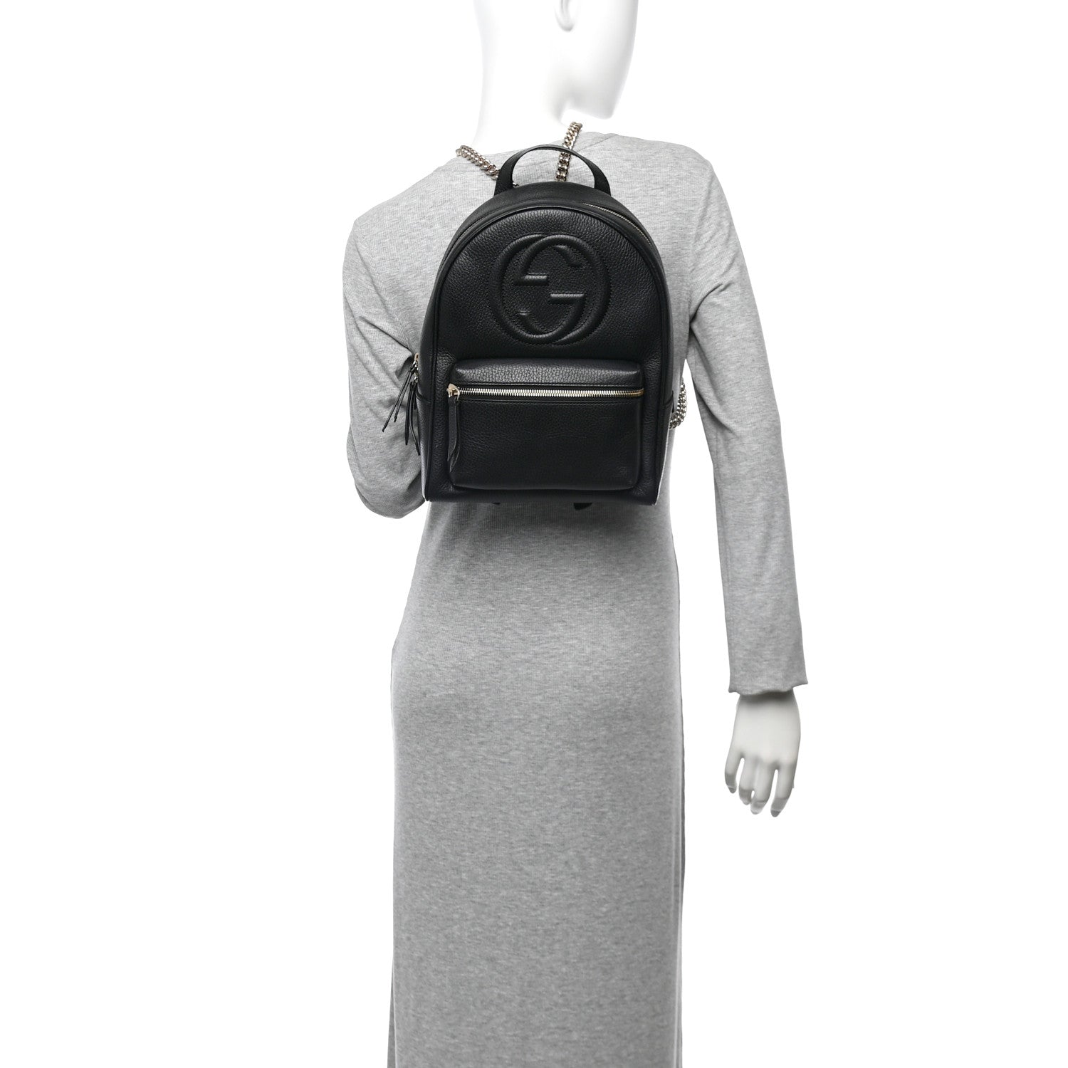 Gucci Pebbled Calfskin Soho Chain Backpack Black 2 of 12