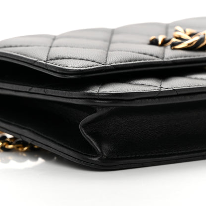 Chanel Lambskin Quilted Twisted CC Wallet On Chain WOC Black 10 of 14