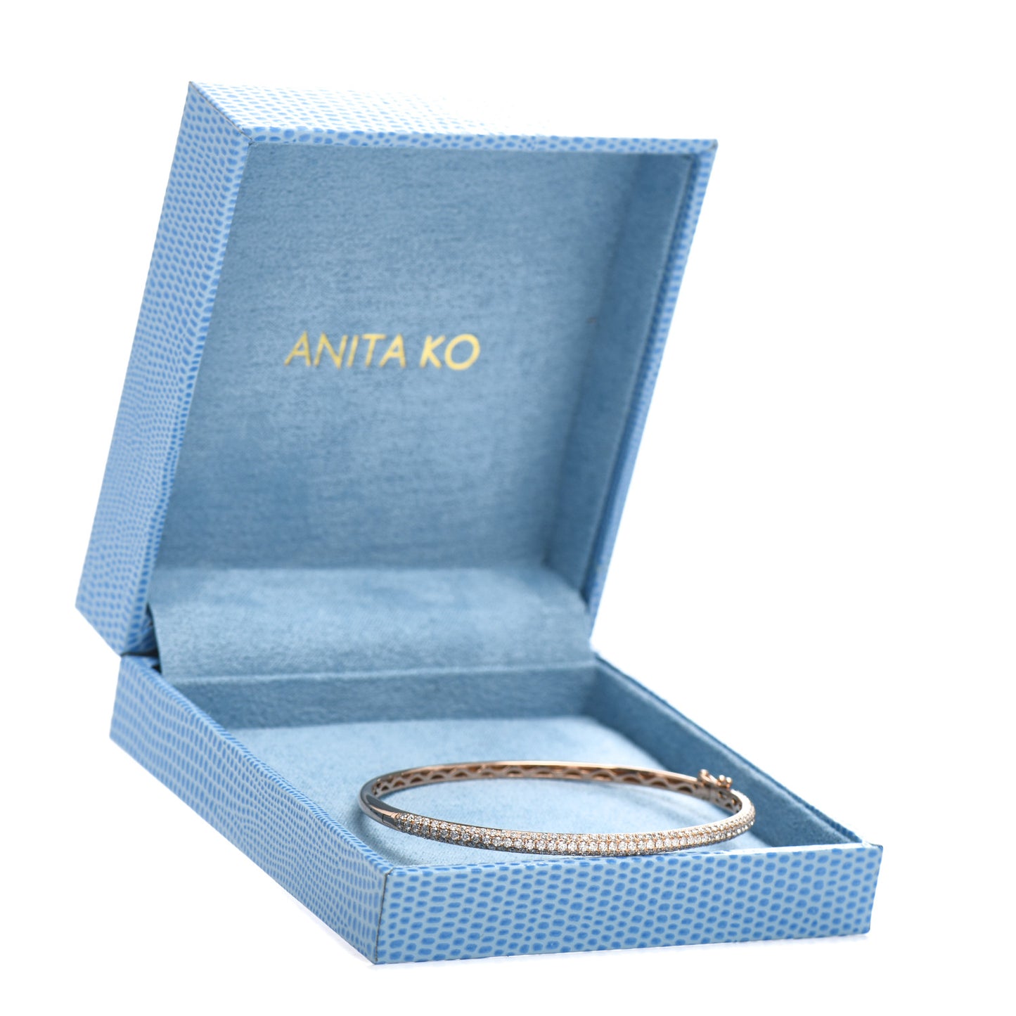 18K Rose Gold Diamond Three-Row Bangle Bracelet