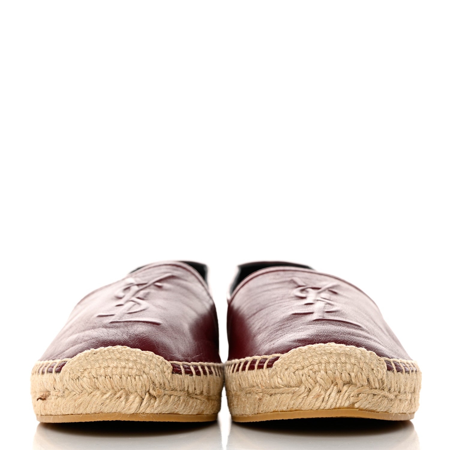Saint Laurent Lambskin Monogram Espadrilles 36.5 Maroon 2 of 10