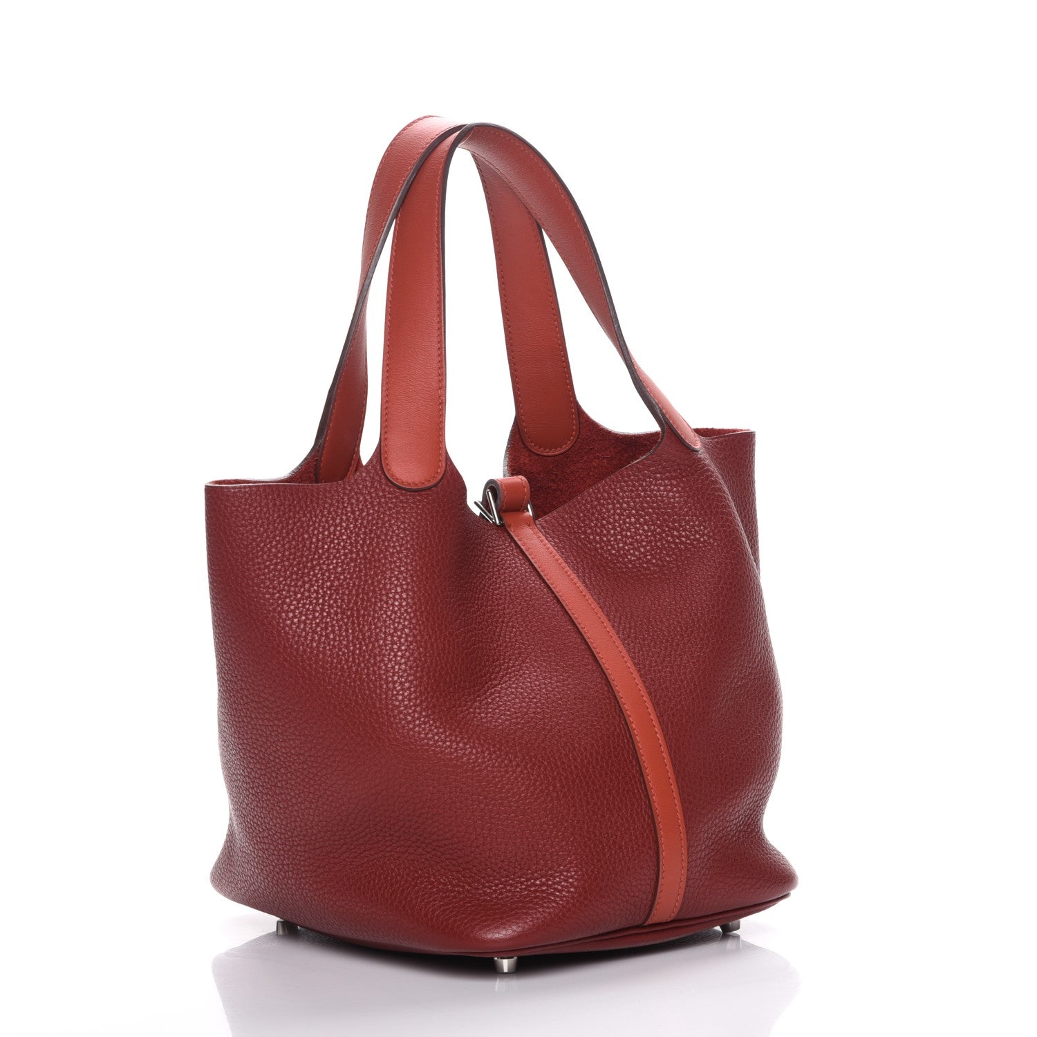 Hermes Taurillon Clemence Swift Picotin Lock 22 MM Rouge H Brique 3 of 14