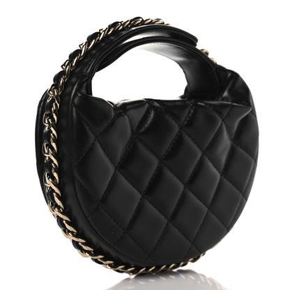 Chanel Lambskin Quilted Chain Around Pouch Hobo Black 3 of 10