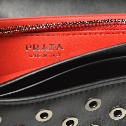Prada Soft Calf Grommet Continental Flap Black Fuoco 7 of 8