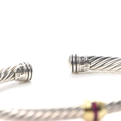 David Yurman Sterling Silver 14K Yellow Gold Ruby 5mm Cable Classics Single Station Bracelet 4 of 4