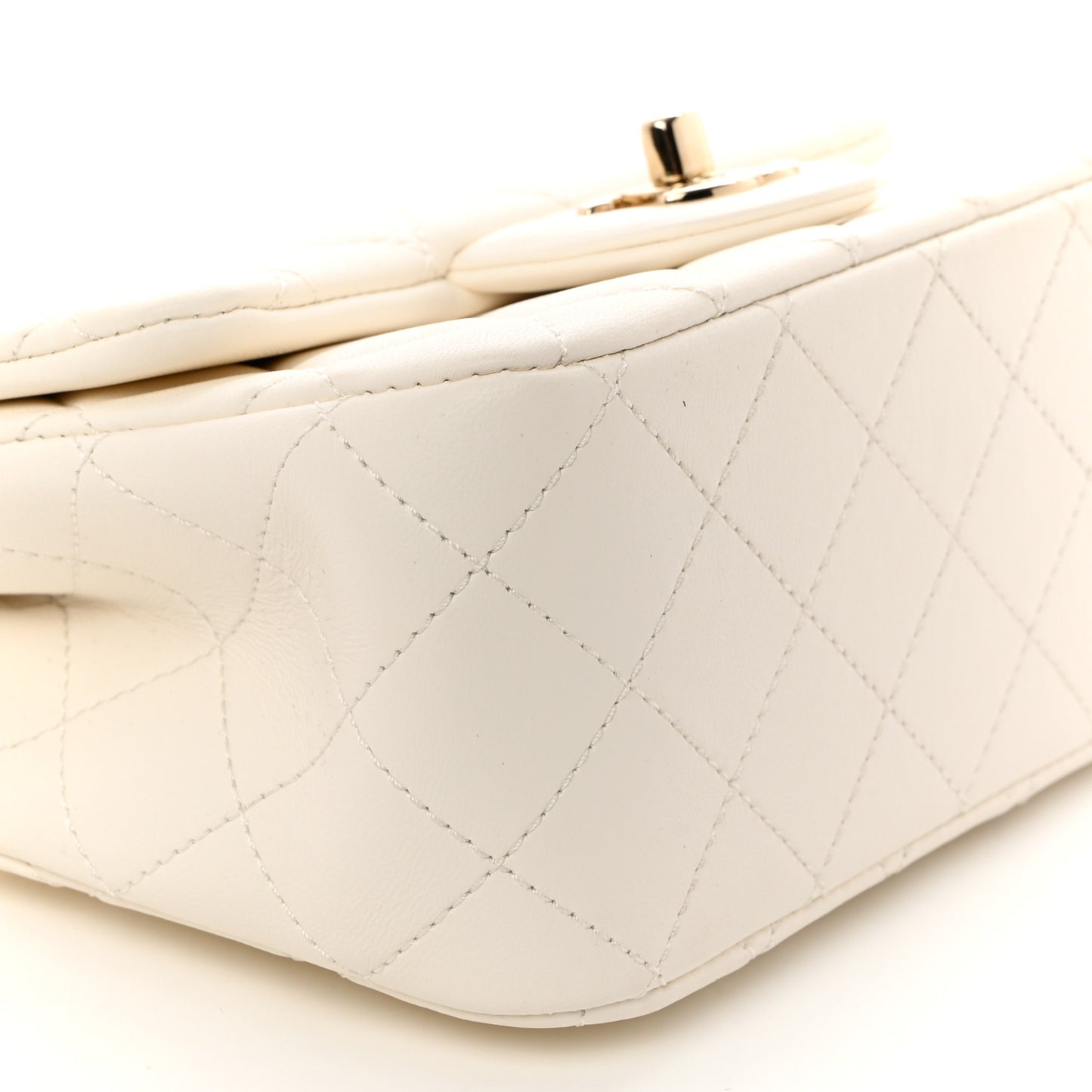 Lambskin Quilted Mini Pearl Crush Flap White