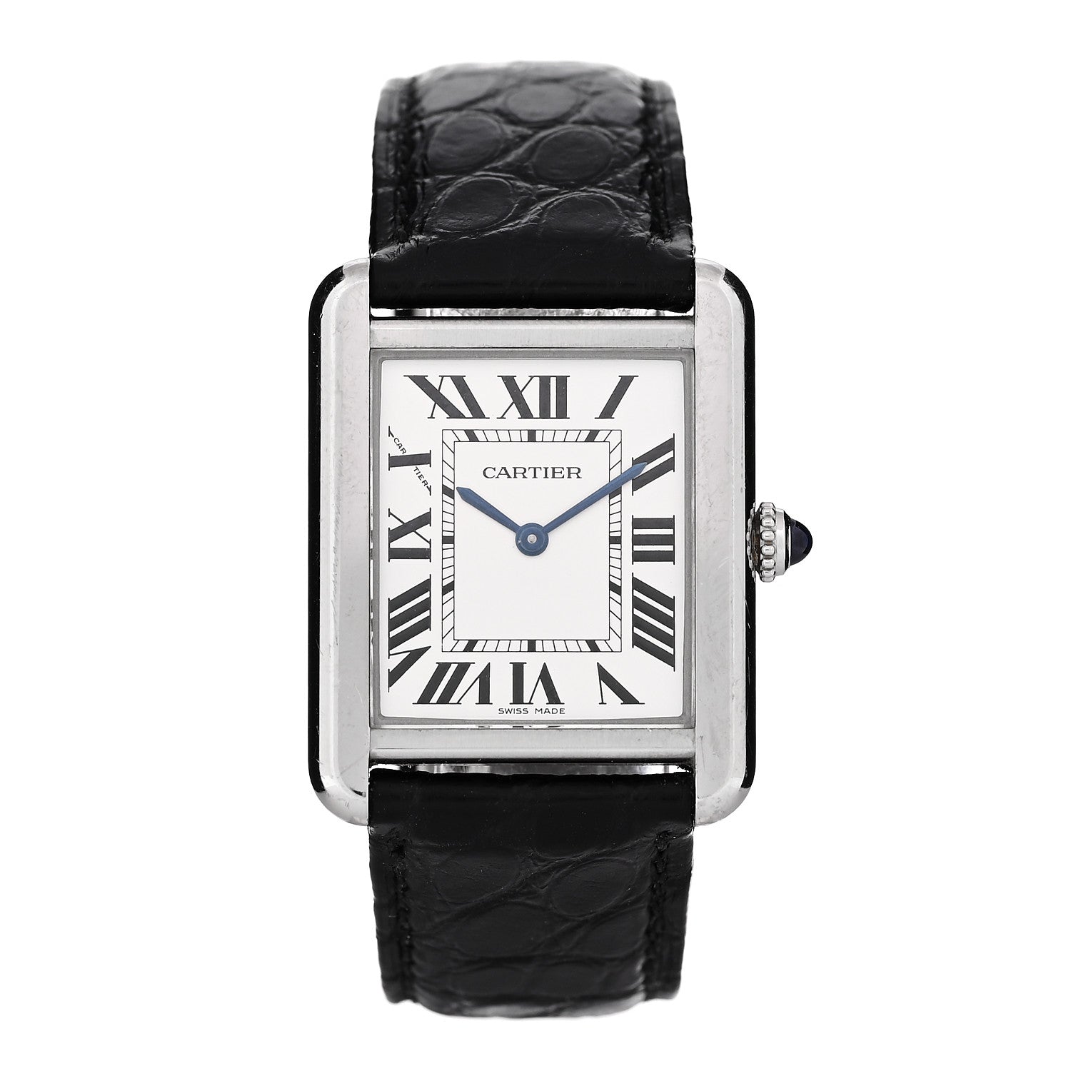 Cartier Stainless Steel Alligator 24mm Tank Solo Quartz Watch 1 of 5