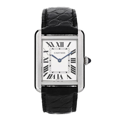 Cartier Stainless Steel Alligator 24mm Tank Solo Quartz Watch 1 of 5